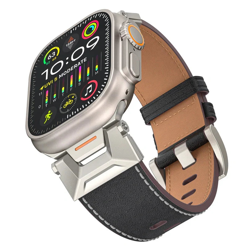 "Extravagant Band" Lederarmband mit Titan-Connector für Apple Watch