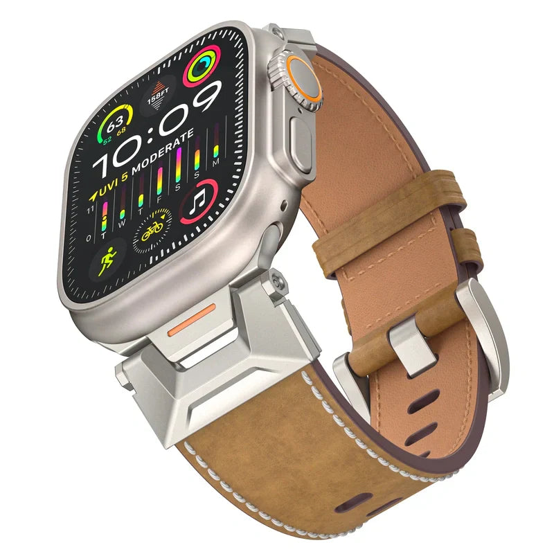 "Extravagant Band" Lederarmband mit Titan-Connector für Apple Watch