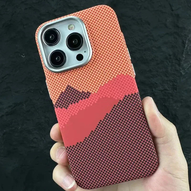 Funda para iPhone con estampado de montaña en tela 