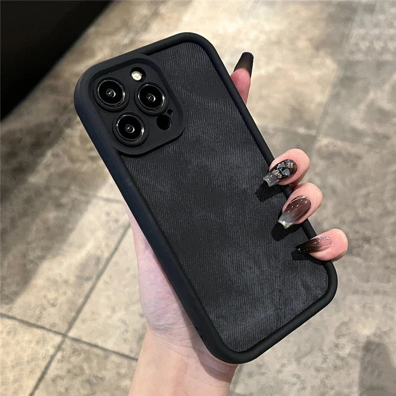 Denim Fabric Silicone Shockproof Case For iPhone