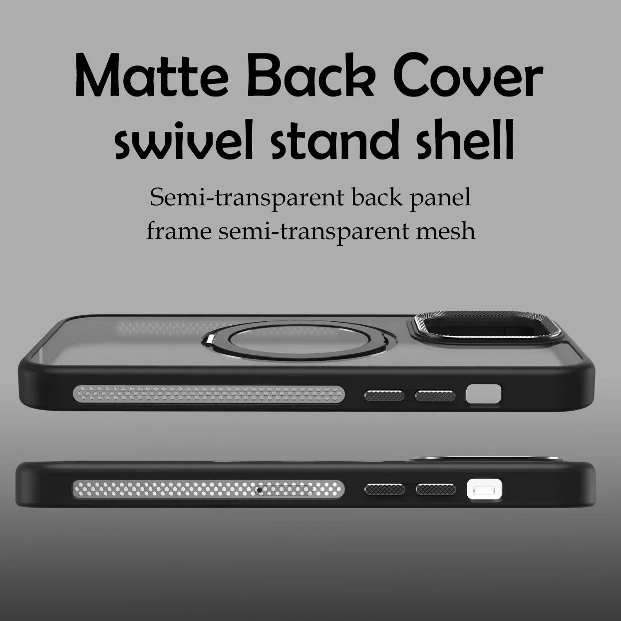 Funda para iPhone con parte trasera esmerilada y laterales de malla con aro 