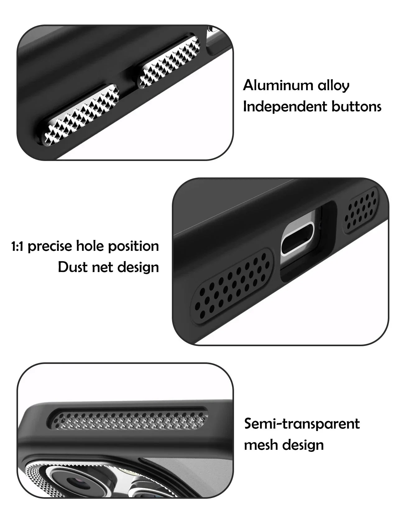 Funda para iPhone con parte trasera esmerilada y laterales de malla con aro 