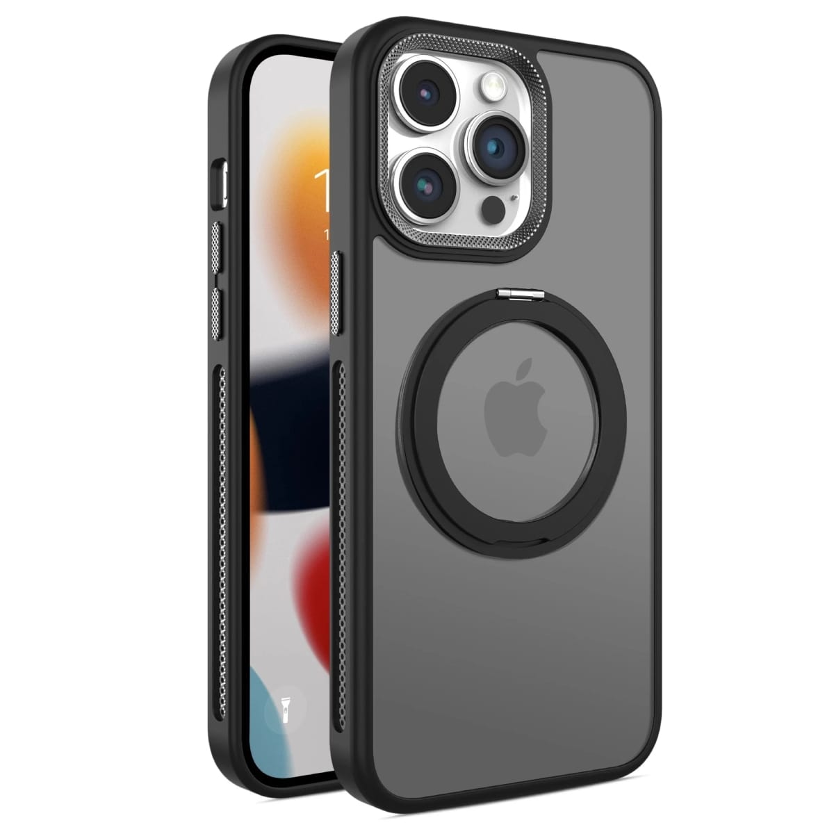 Funda para iPhone con parte trasera esmerilada y laterales de malla con aro 