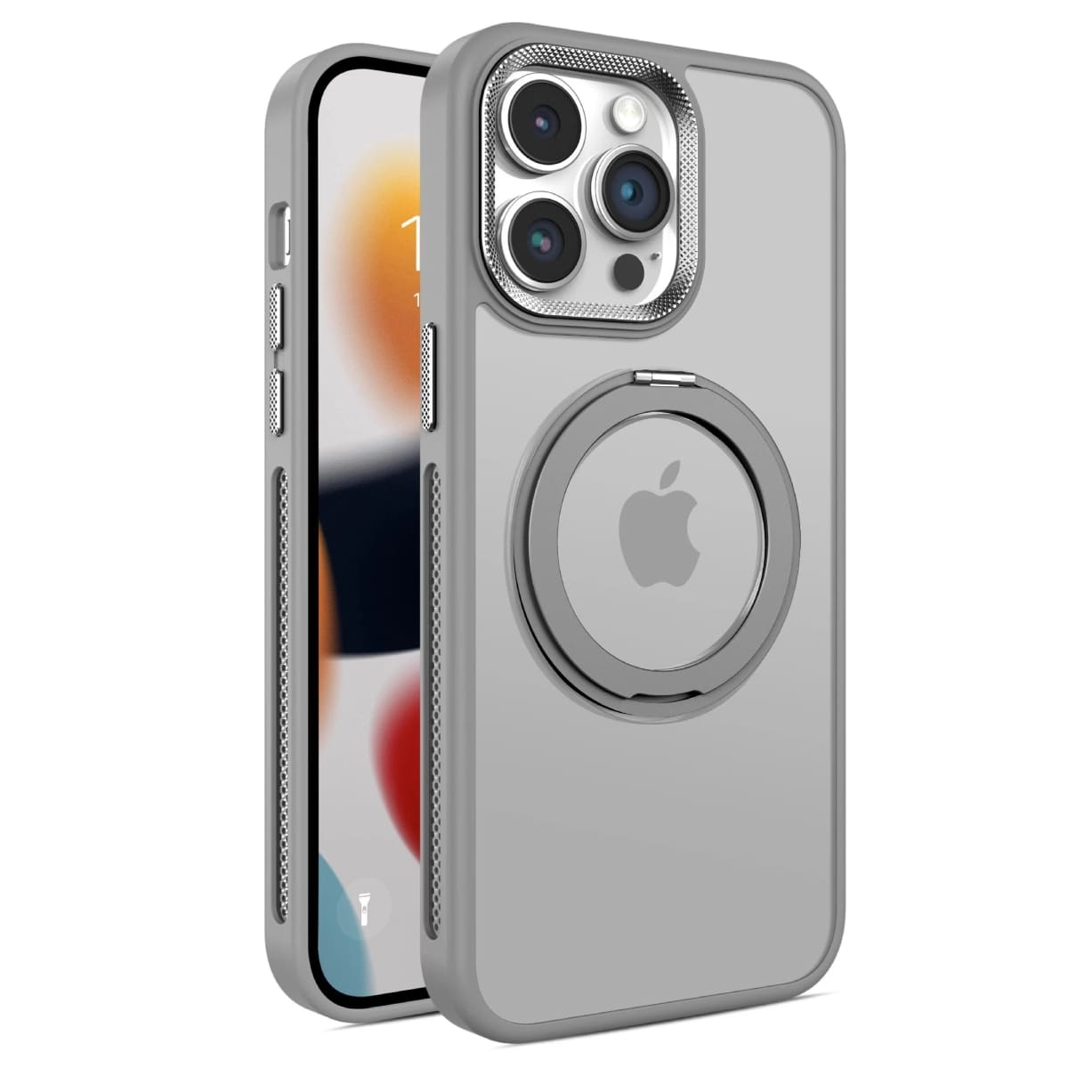 Funda para iPhone con parte trasera esmerilada y laterales de malla con aro 