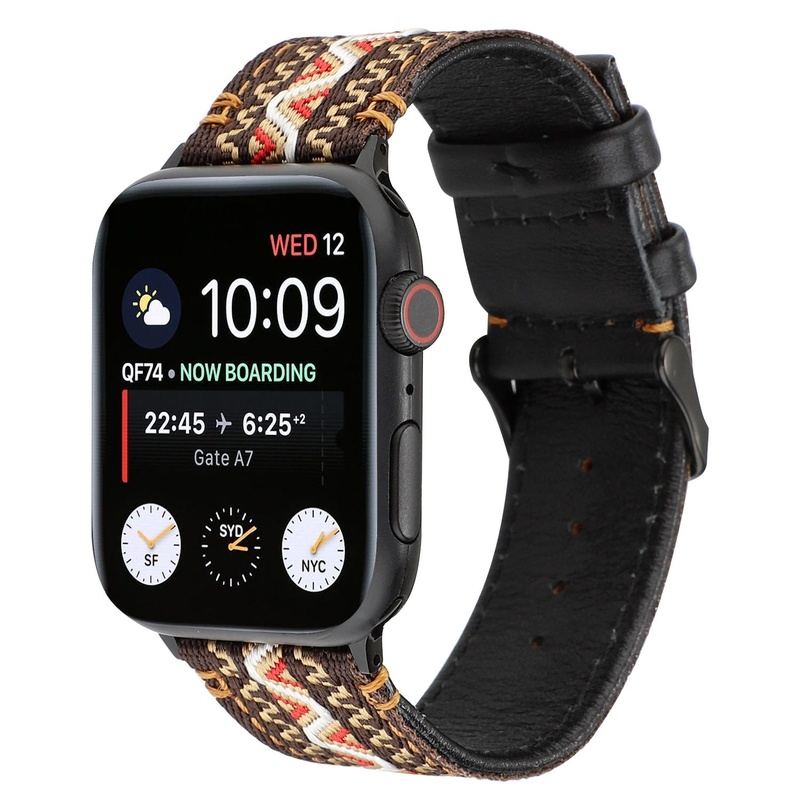 Echtes Leder-Nylon-Böhmisches Armband für Apple Watch