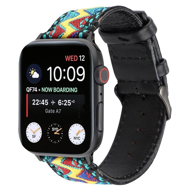 Echtes Leder-Nylon-Böhmisches Armband für Apple Watch