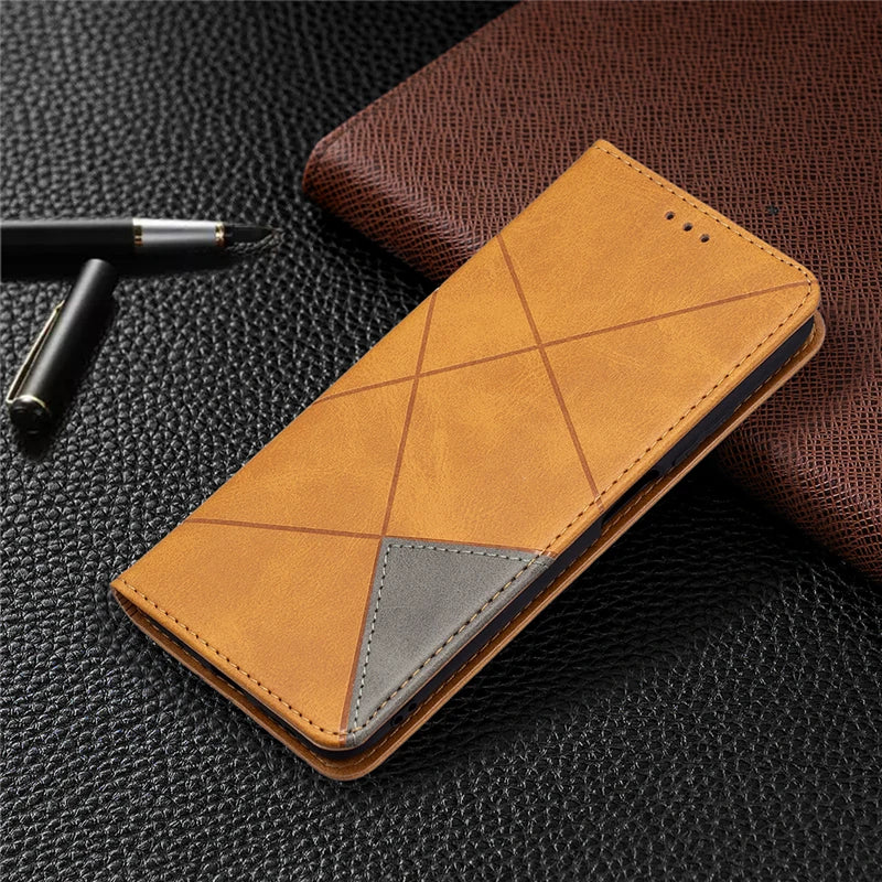 Geometrisches Leder Flip Wallet iPhone-Hülle 