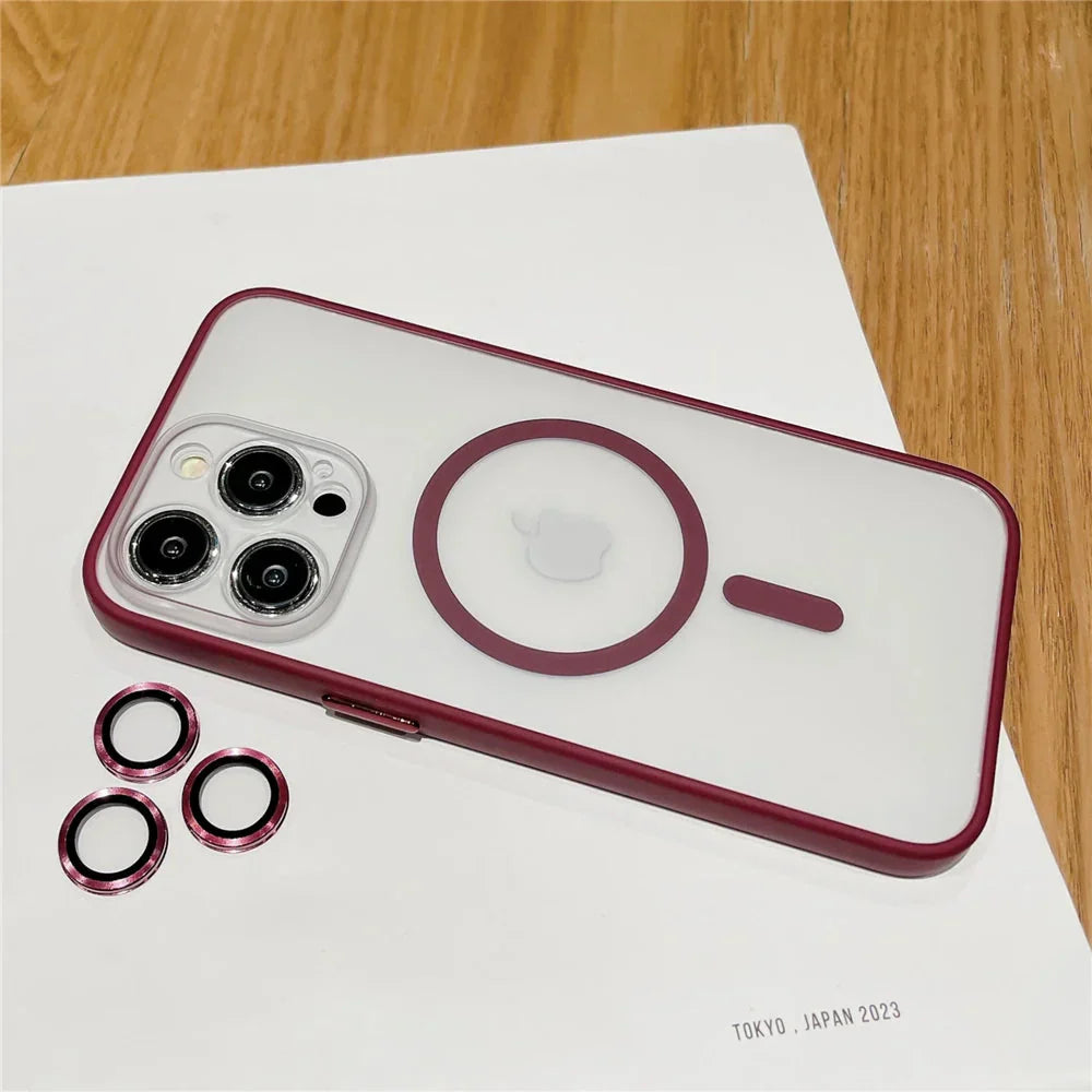 Funda para iPhone con lente de vidrio mate y parte posterior MagSafe 