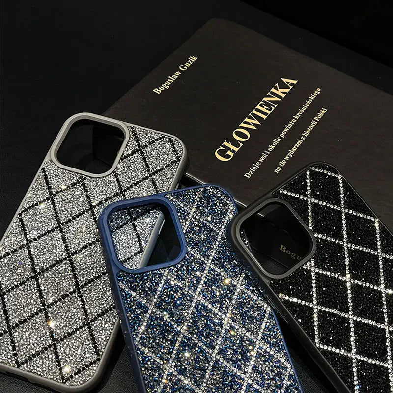 Funda para iPhone con purpurina y diamantes 