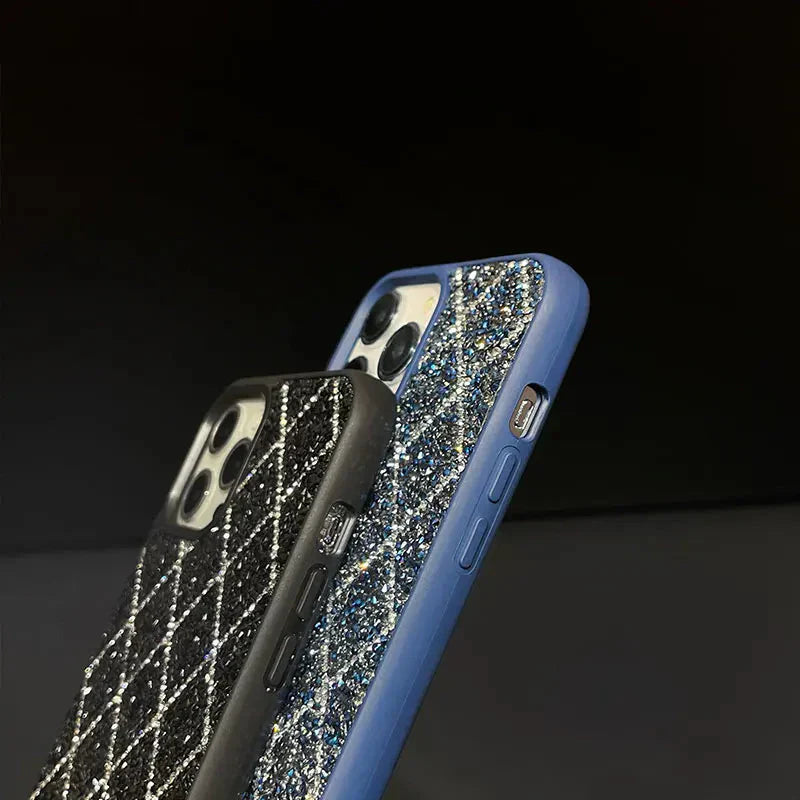 Funda para iPhone con purpurina y diamantes 