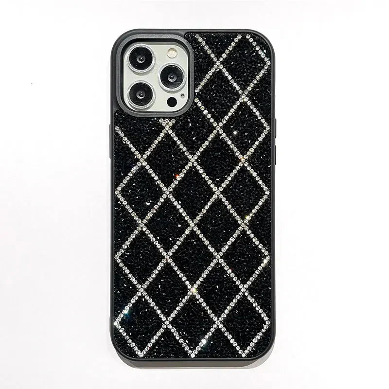 Funda para iPhone con purpurina y diamantes 