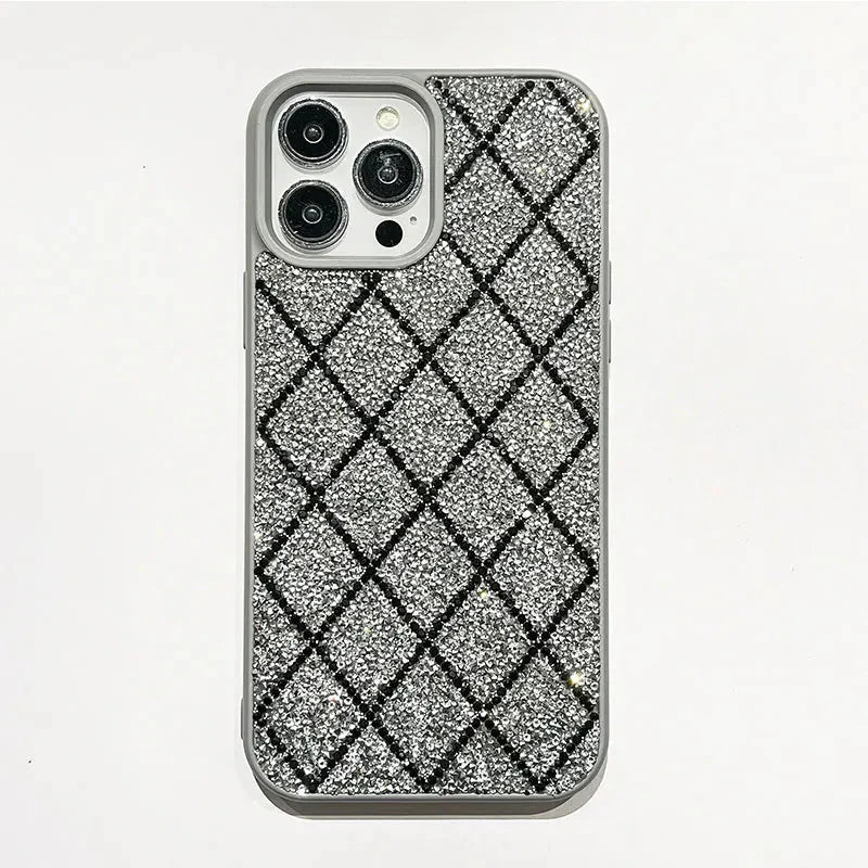 Funda para iPhone con purpurina y diamantes 