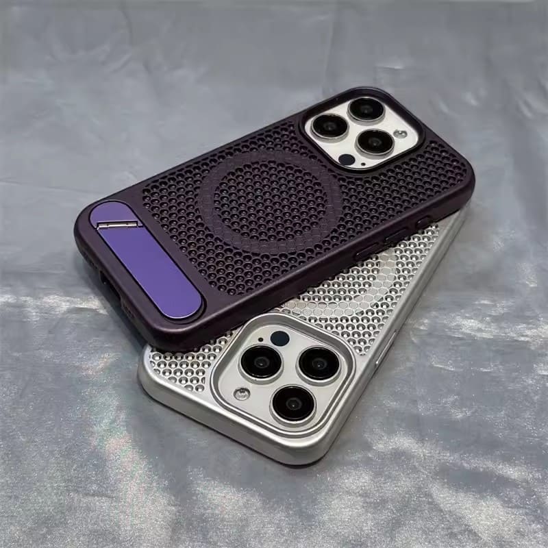 Funda magnética para iPhone con disipación de calor en forma de panal y soporte Magsafe