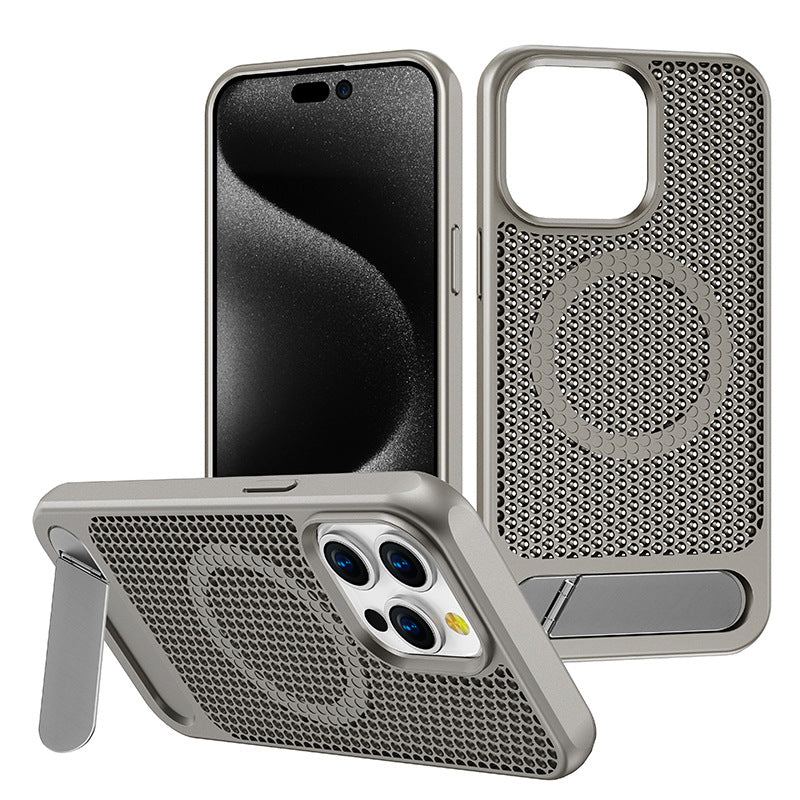 Funda magnética para iPhone con disipación de calor en forma de panal y soporte Magsafe