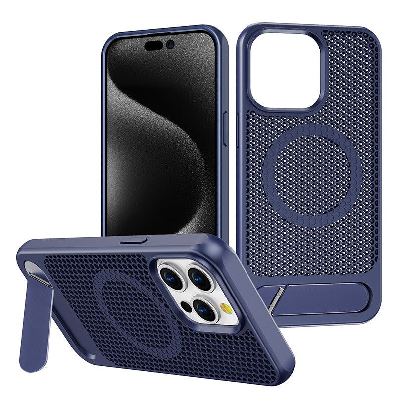 Funda magnética para iPhone con disipación de calor en forma de panal y soporte Magsafe