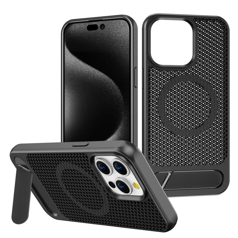 Funda magnética para iPhone con disipación de calor en forma de panal y soporte Magsafe