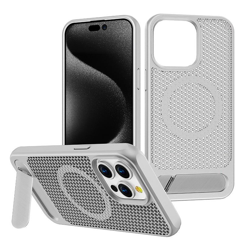 Funda magnética para iPhone con disipación de calor en forma de panal y soporte Magsafe