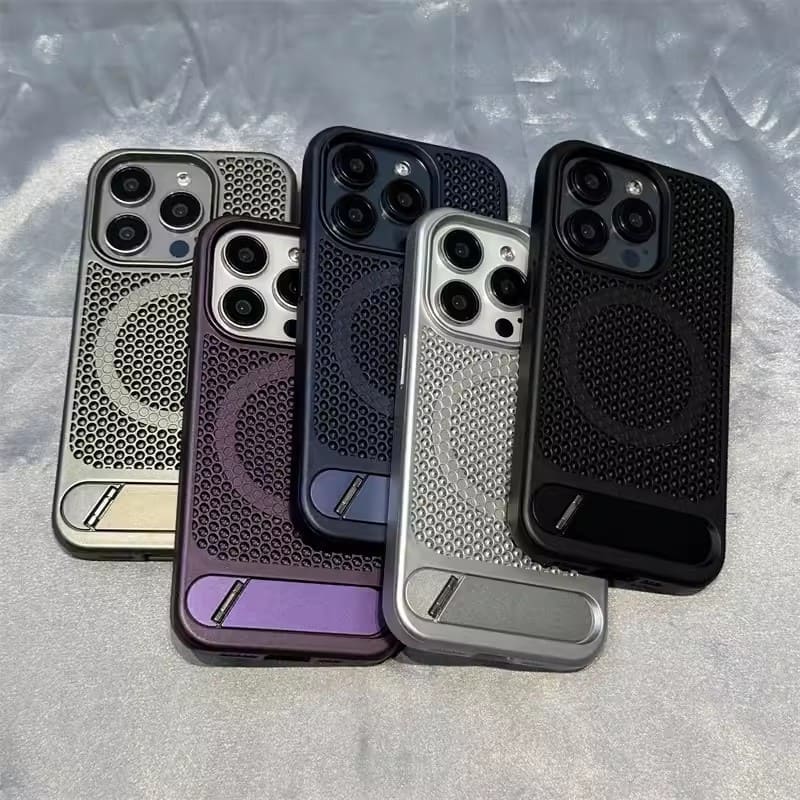 Funda magnética para iPhone con disipación de calor en forma de panal y soporte Magsafe