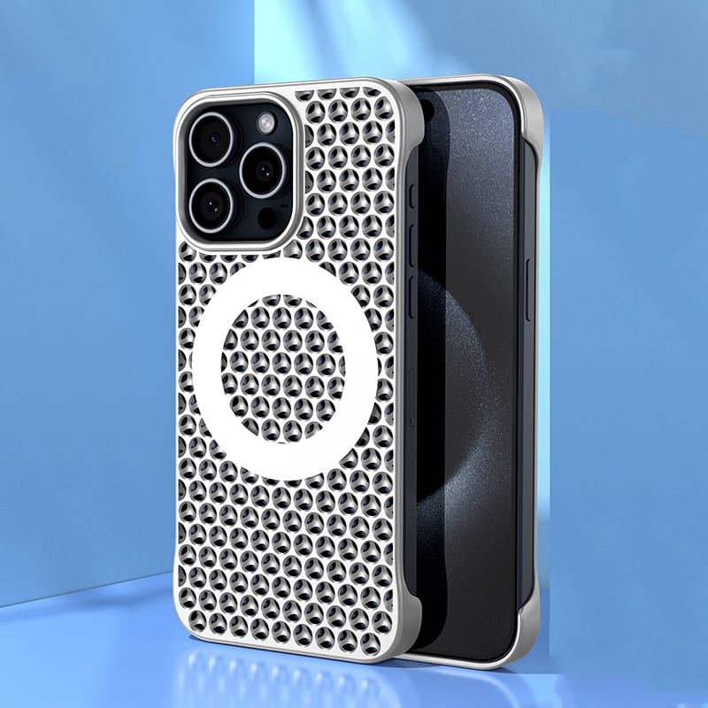 Funda magnética para iPhone sin marco, transpirable y con diseño inspirado en panales de abejas 