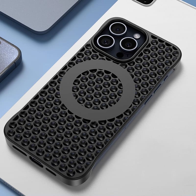 Funda magnética para iPhone sin marco, transpirable y con diseño inspirado en panales de abejas 