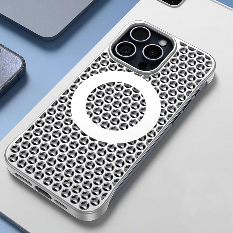 Funda magnética para iPhone sin marco, transpirable y con diseño inspirado en panales de abejas 