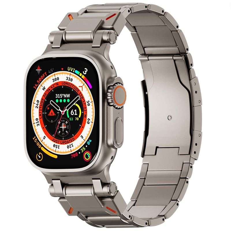 Correa de titanio con hebilla de mariposa de metal "Luxury Band" para Apple Watch