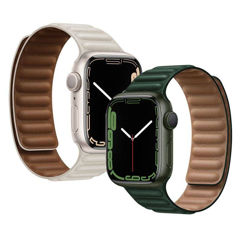 Correa elegante de cuero con cierre magnético para Apple Watch