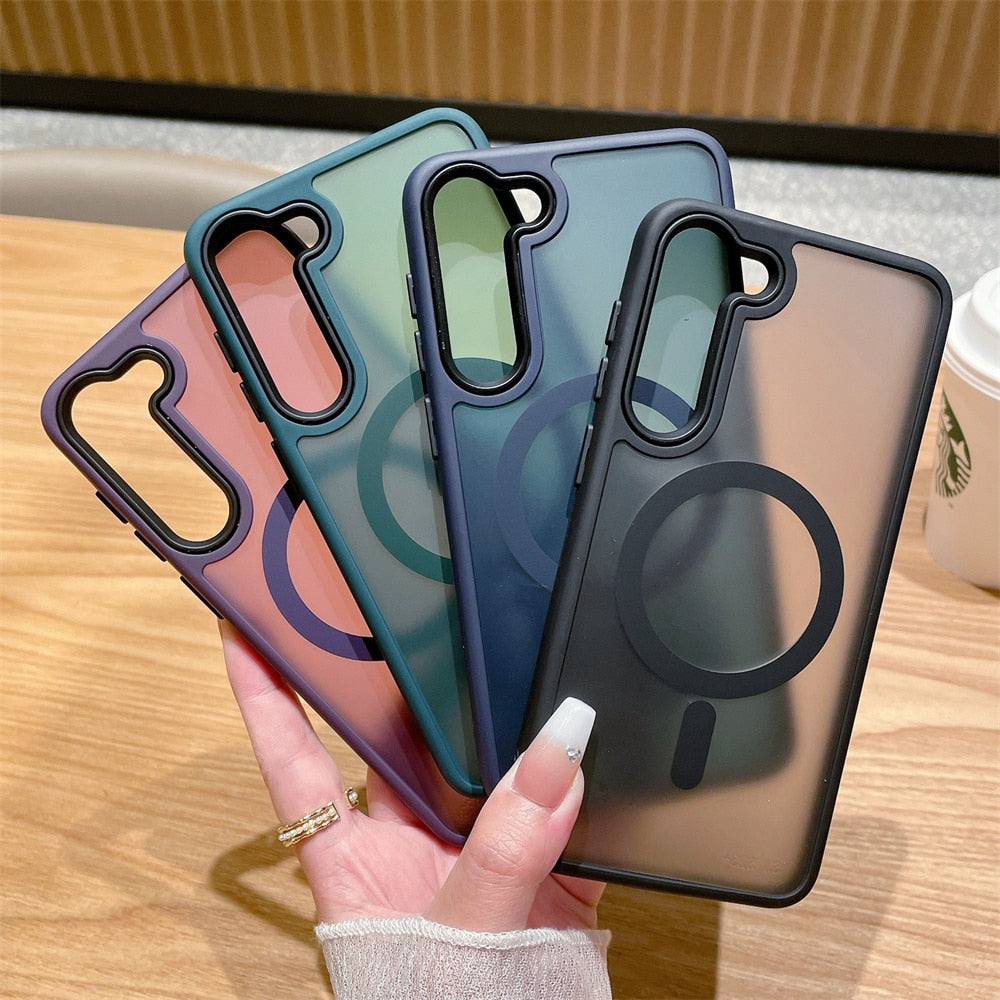 Matte Transparent Silicone Wireless Charging Samsung Case