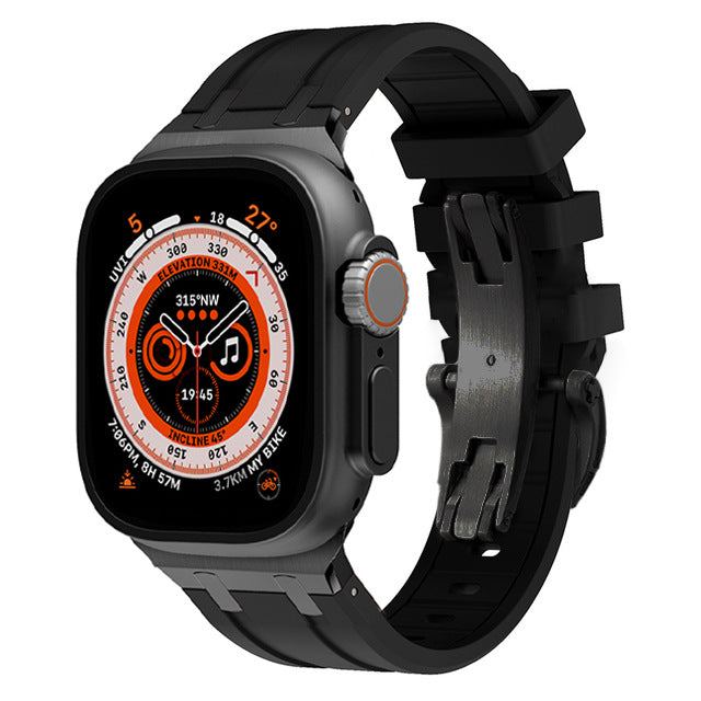 NEW AP Thick Silicone Band With Butterfly Buckle For Apple Watch