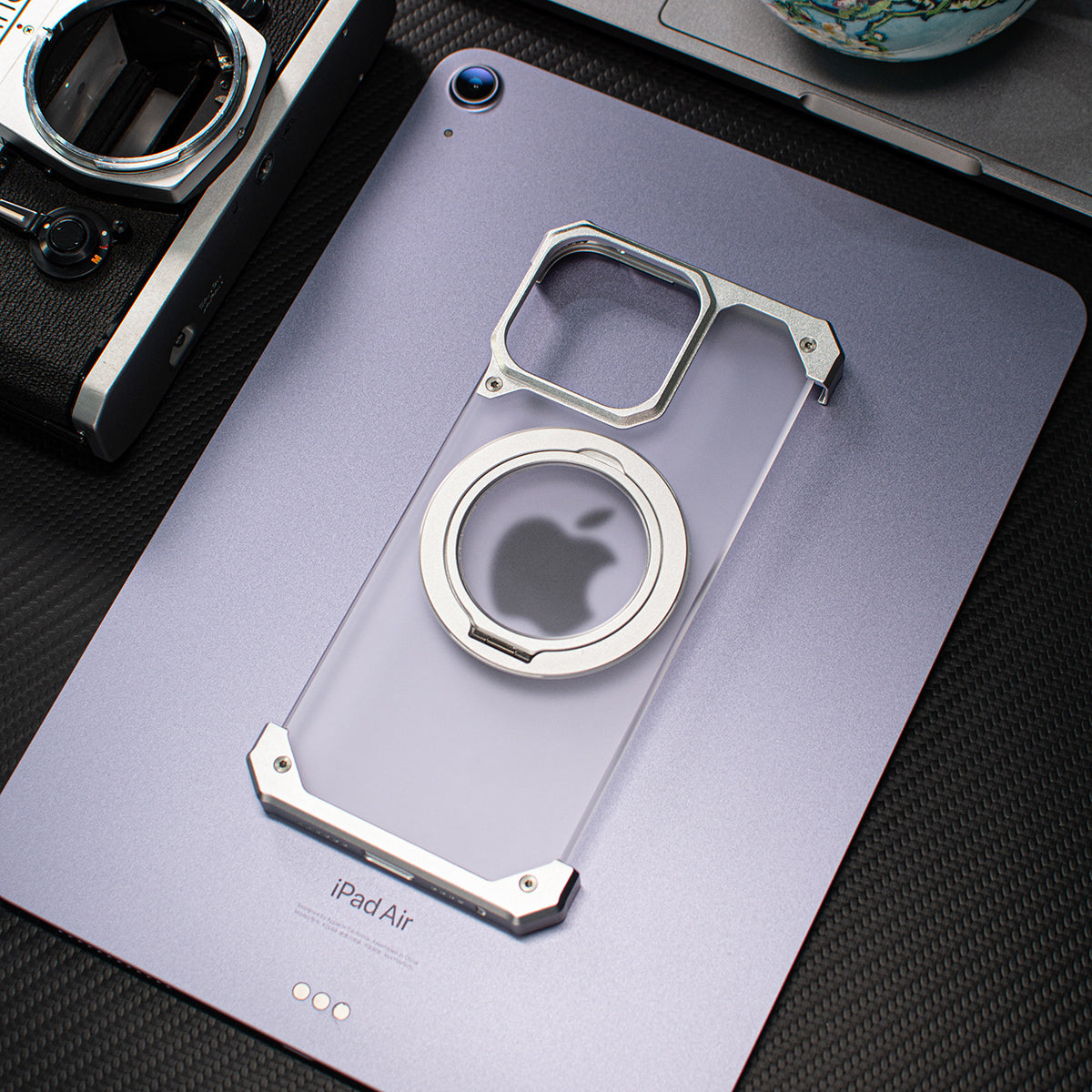 Magnetic Metal Anti-Fall Protective Case With Finger Ring Holder For iPhone 15