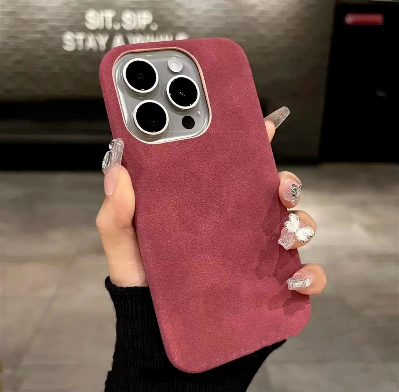 High-grade Solid Color Suede Case