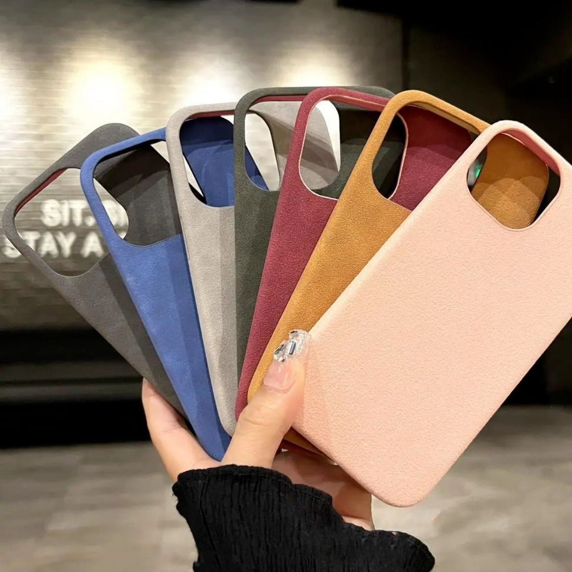 High-grade Solid Color Suede Case