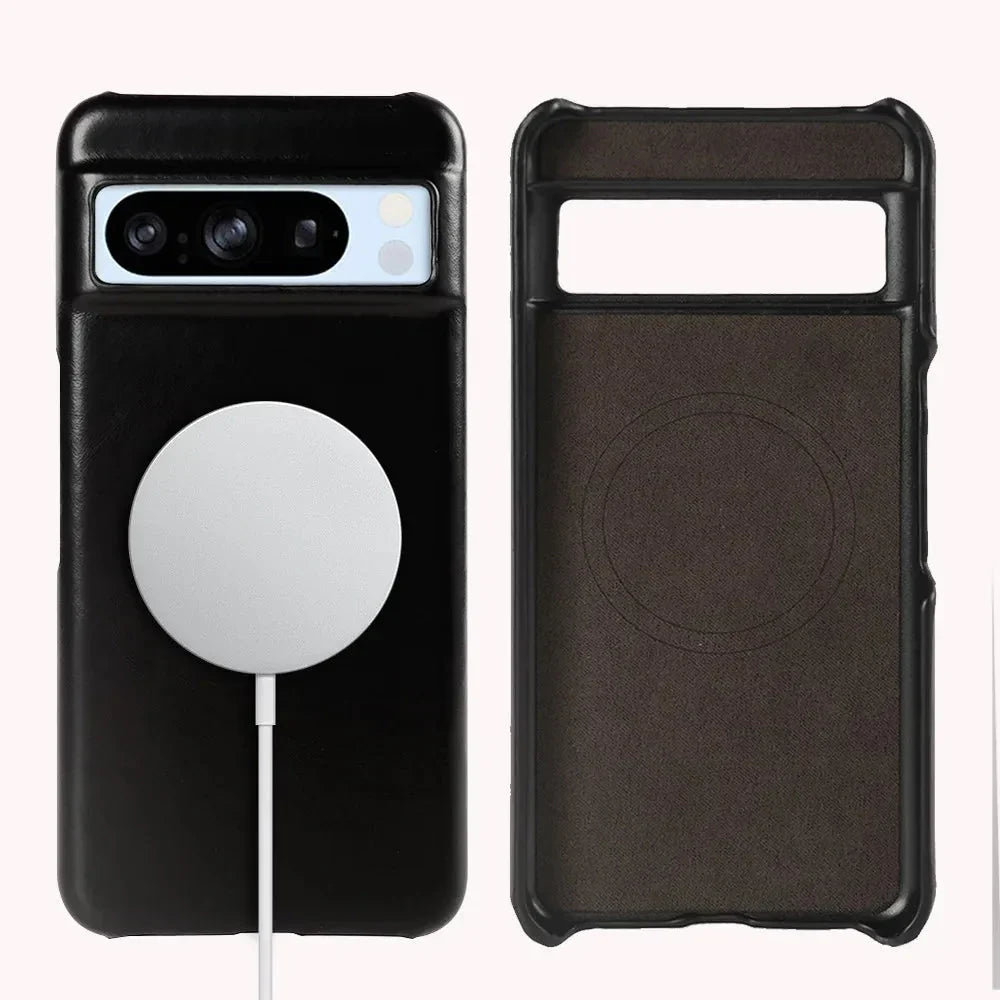 Funda de cuero genuino con cera de aceite para Google Pixel 