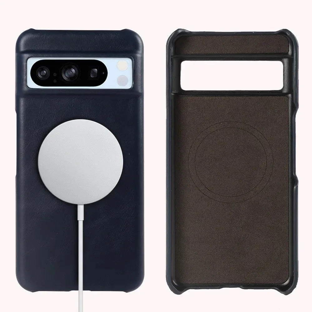 Funda de cuero genuino con cera de aceite para Google Pixel 