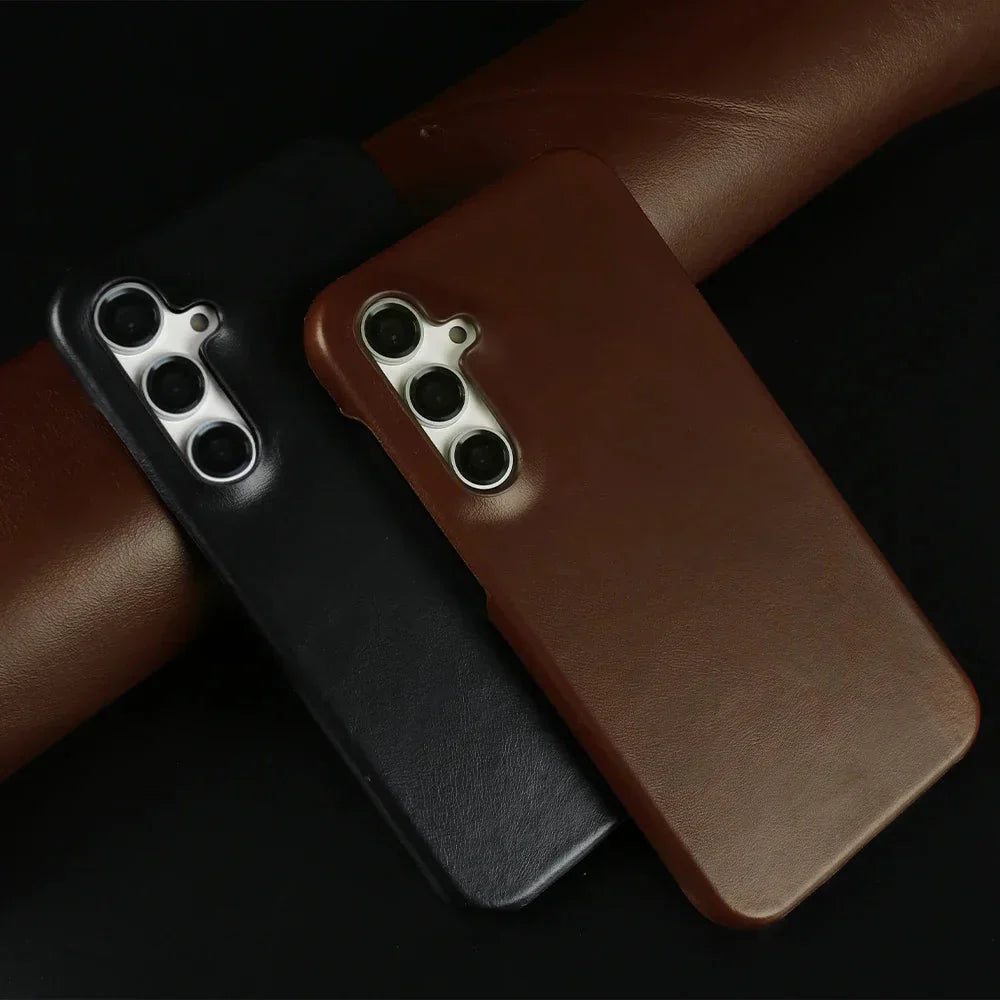 Funda Samsung de cuero hecha a mano con cera de aceite 