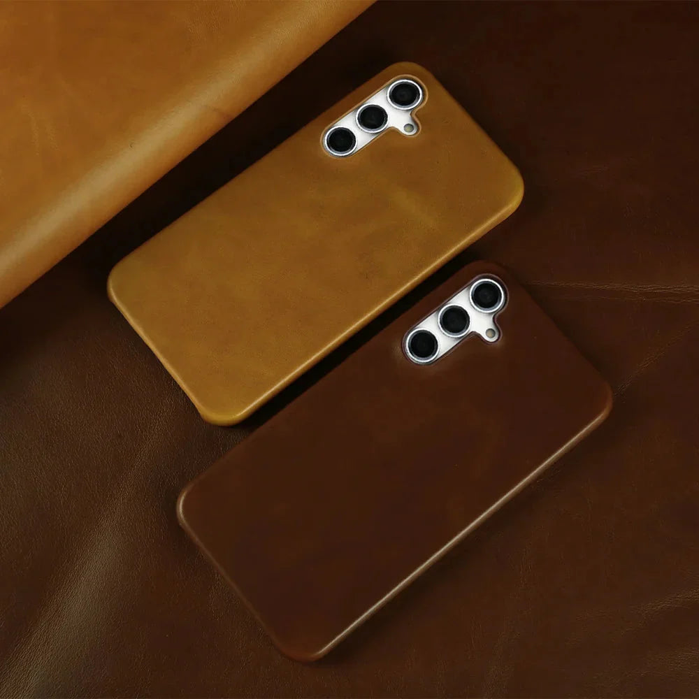 Funda Samsung de cuero hecha a mano con cera de aceite 