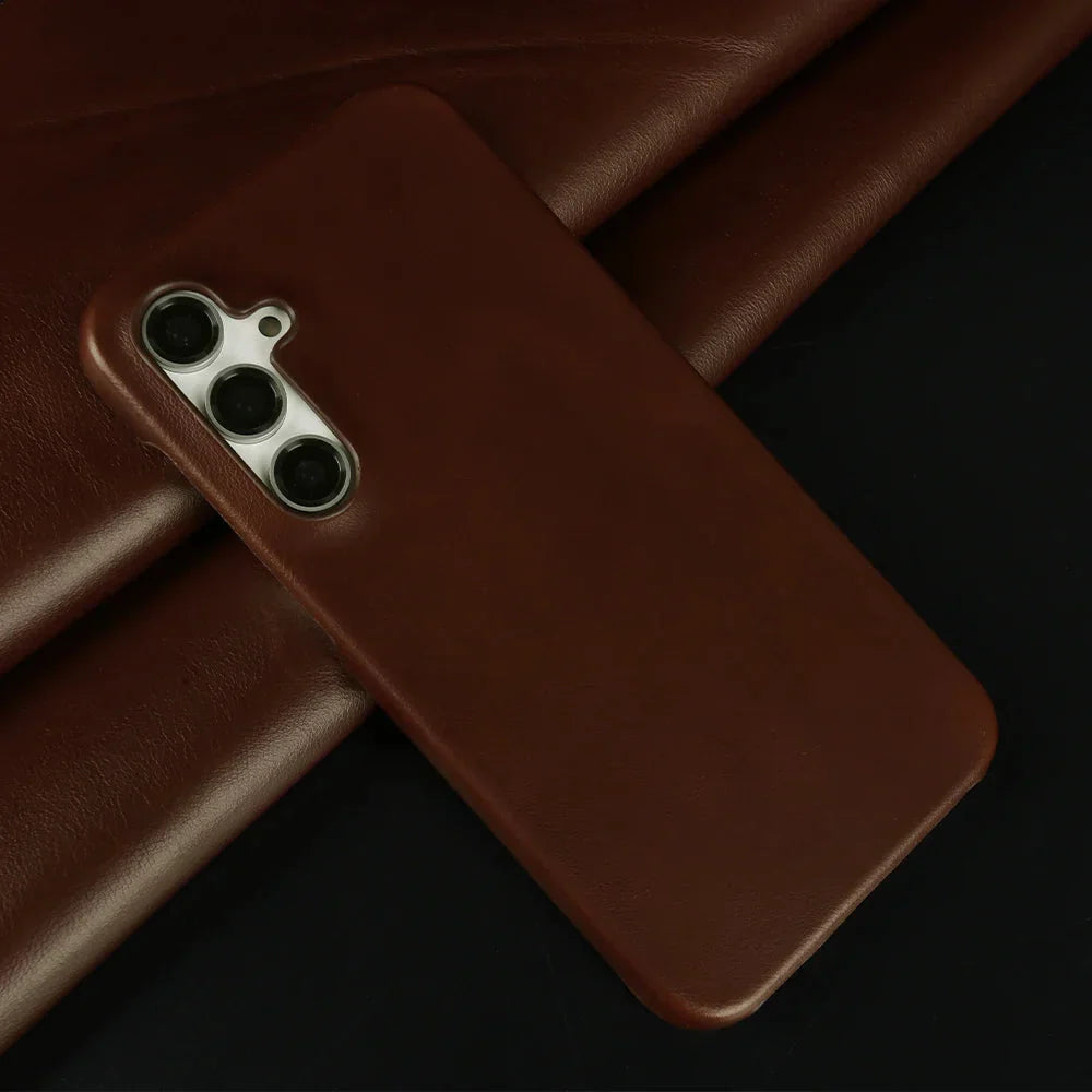 Funda Samsung de cuero hecha a mano con cera de aceite 