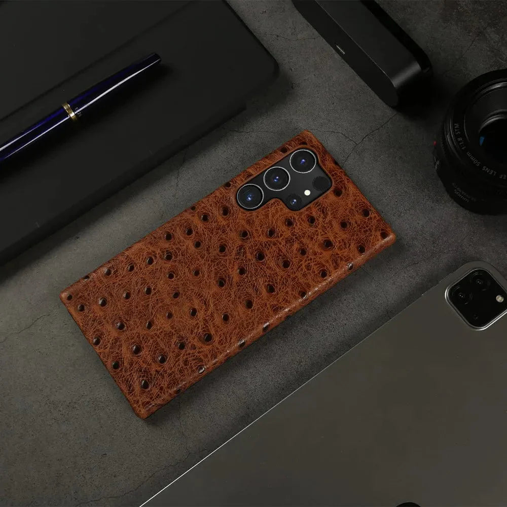 Funda Samsung de piel auténtica de avestruz 