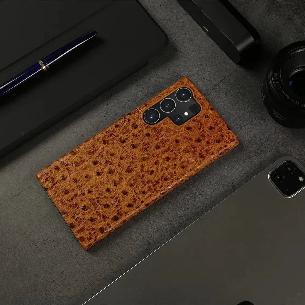 Funda Samsung de piel auténtica de avestruz 