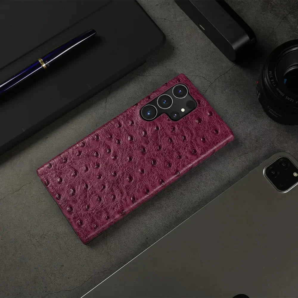 Funda Samsung de piel auténtica de avestruz 