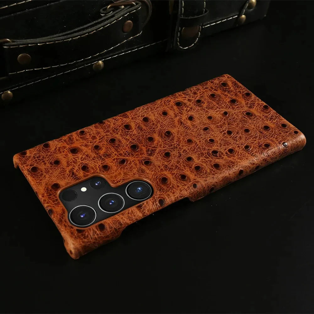 Funda Samsung de piel auténtica de avestruz 