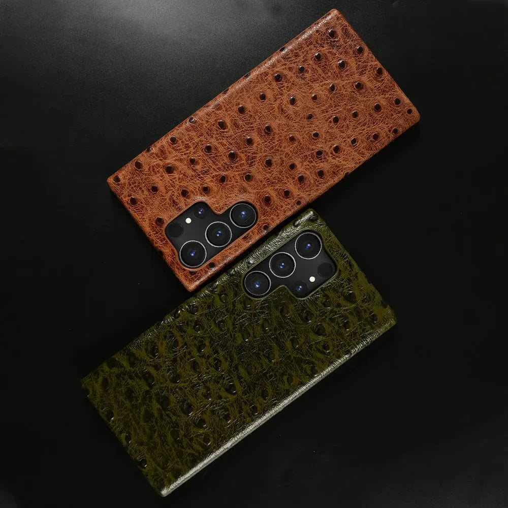 Funda Samsung de piel auténtica de avestruz 