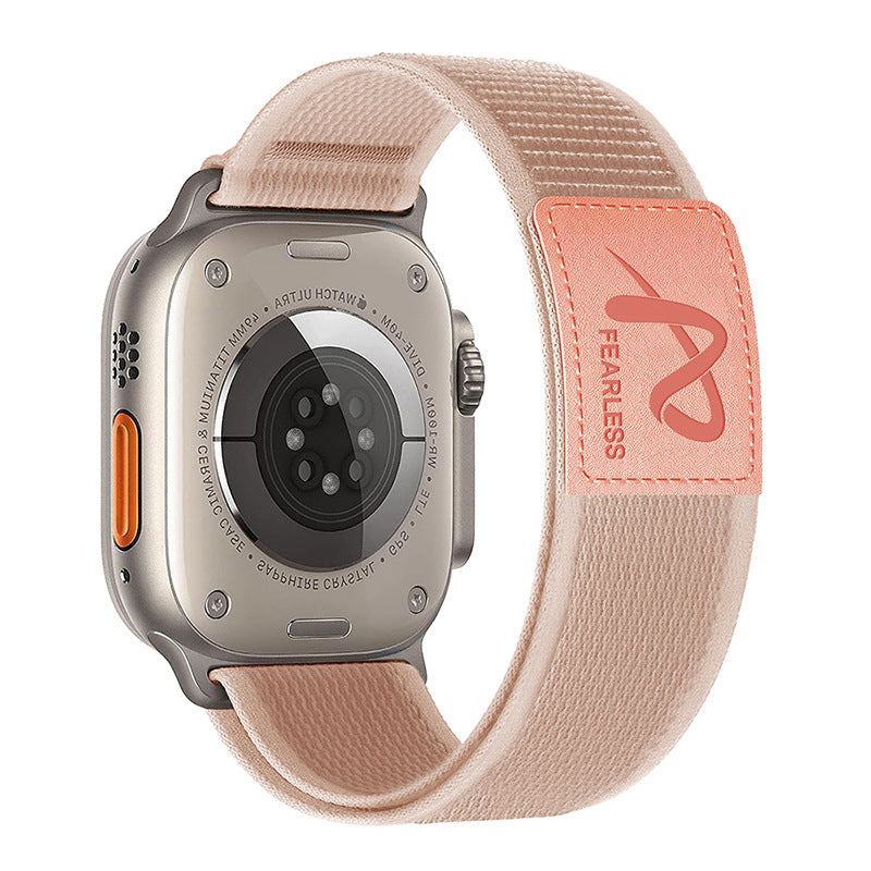 Correa de nailon con etiqueta de cuero para exteriores para Apple Watch