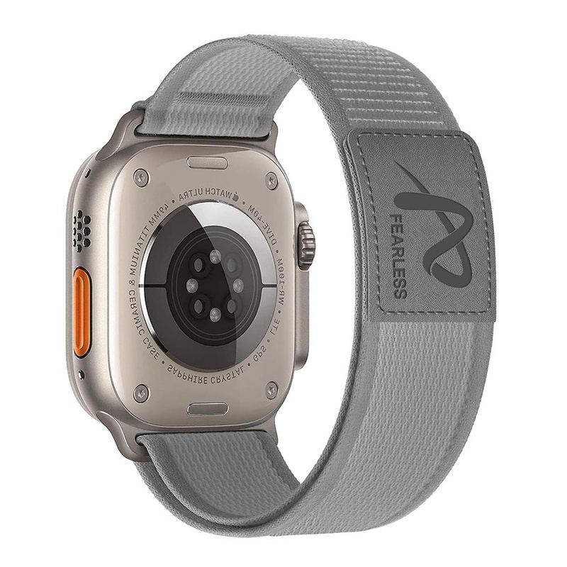 Correa de nailon con etiqueta de cuero para exteriores para Apple Watch