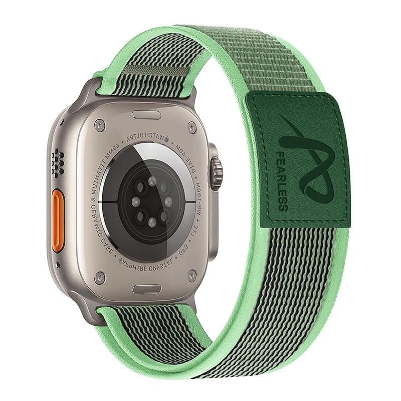 Correa de nailon con etiqueta de cuero para exteriores para Apple Watch