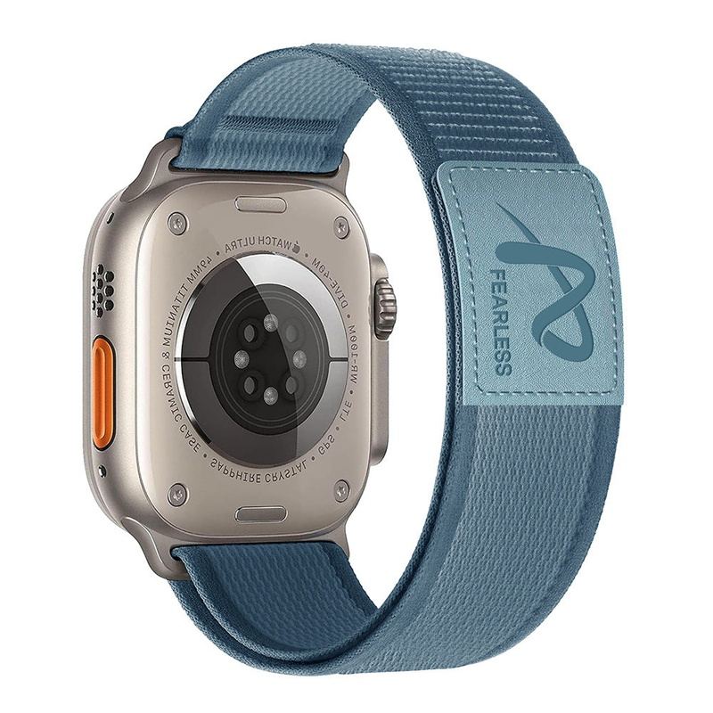 Correa de nailon con etiqueta de cuero para exteriores para Apple Watch