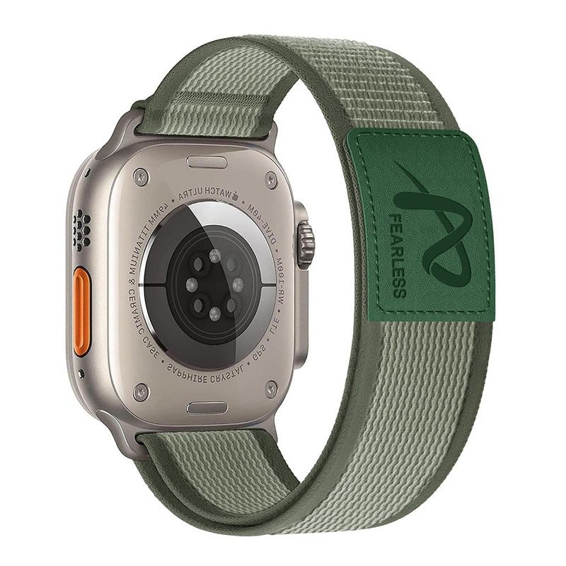 Correa de nailon con etiqueta de cuero para exteriores para Apple Watch