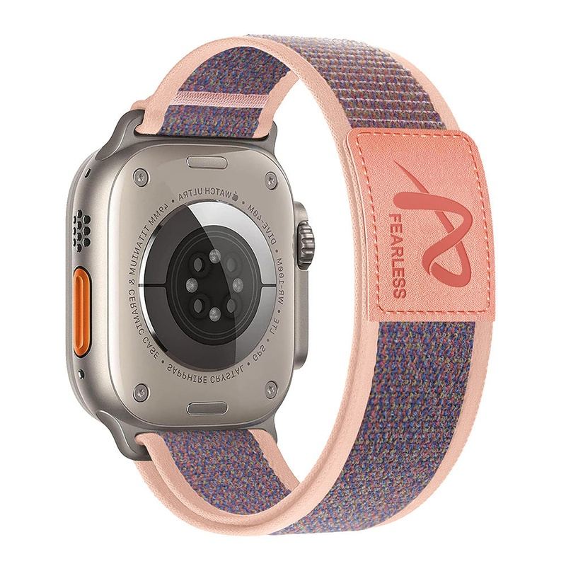 Correa de nailon con etiqueta de cuero para exteriores para Apple Watch