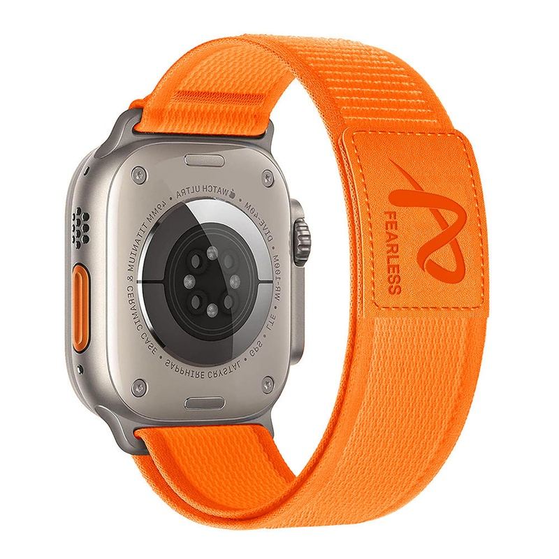 Correa de nailon con etiqueta de cuero para exteriores para Apple Watch