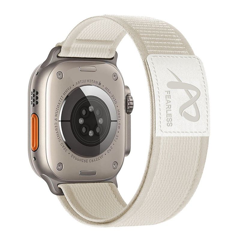 Correa de nailon con etiqueta de cuero para exteriores para Apple Watch